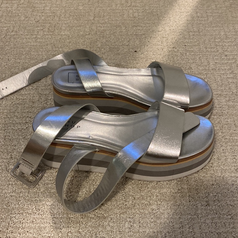 Silver Platform Sandals - image 2